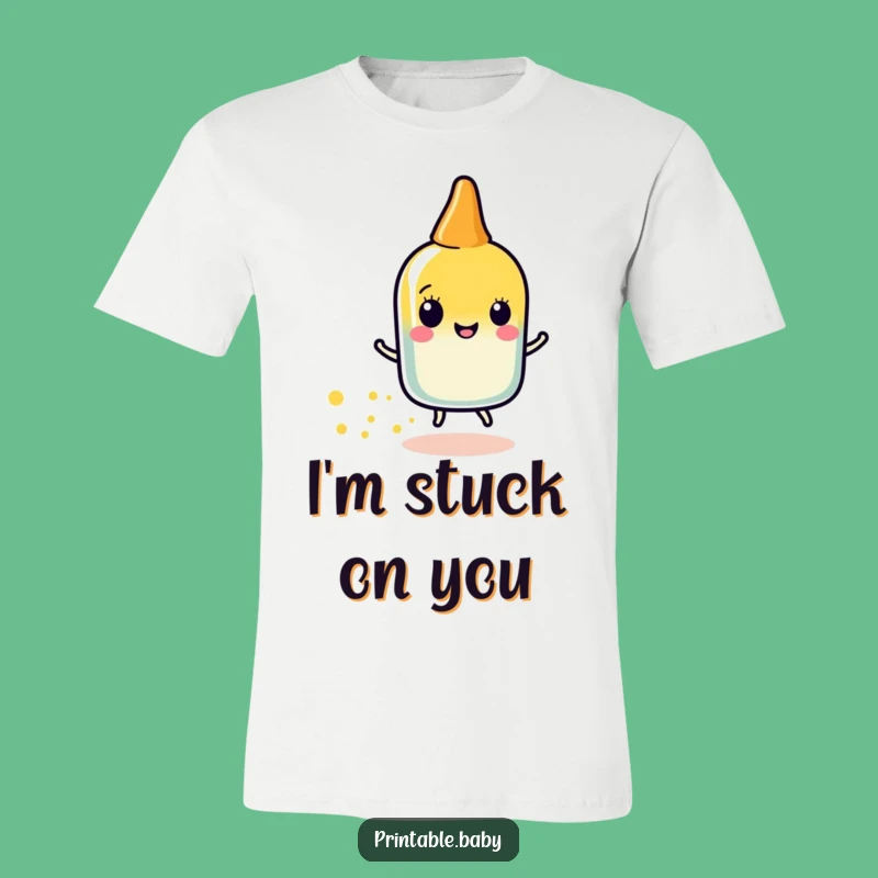 Funny Glue Stick Sparkle T-Shirt: Happy Character Tee for Crafty Style