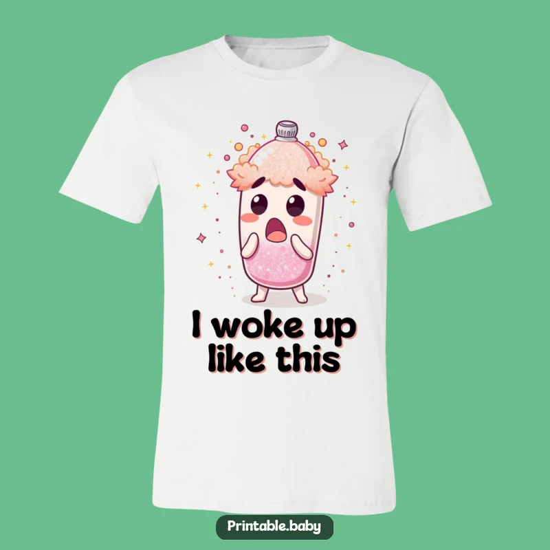 Funny Glitter Shaker T-Shirt: Surprised Character Erupting with Sparkle, Hilarious Wearable Art