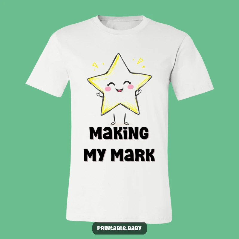 Funny Crayon Star T-Shirt: Smiling Artist Character Tee for Creative Joy