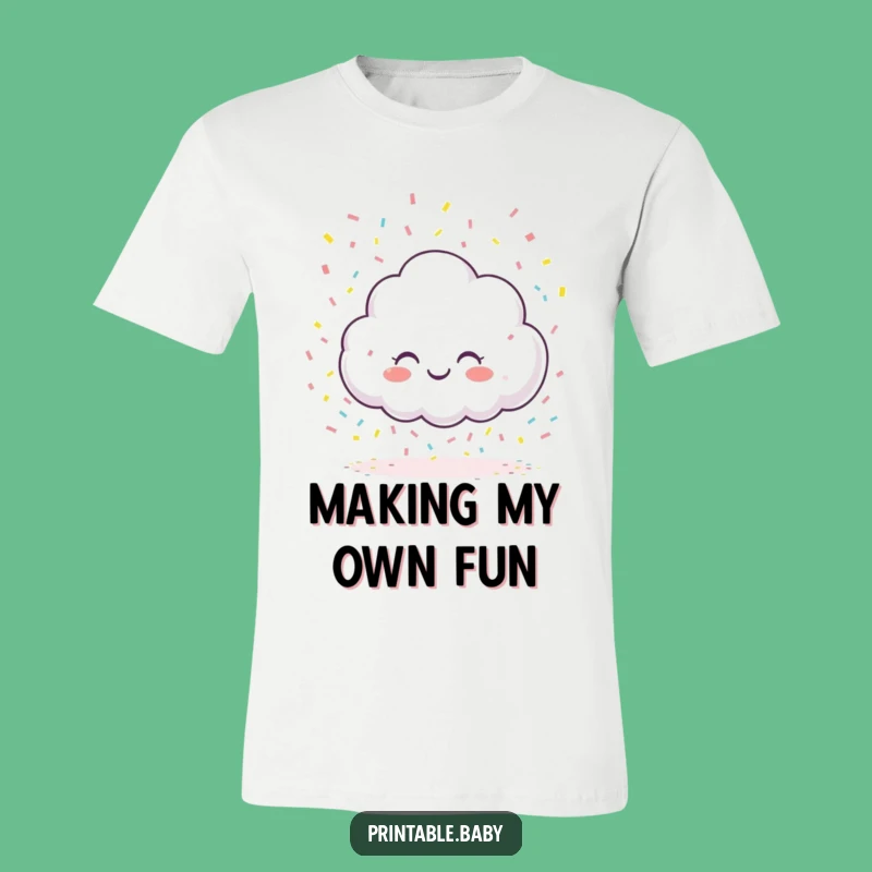 Funny Giggling Cloud T-Shirt: Confetti Rain for Creative Souls & Humorous Style