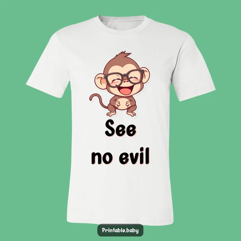Funny Monkey T-Shirt - Giggling Spectacled Primate Tee, a Hilarious Intellectual Gift