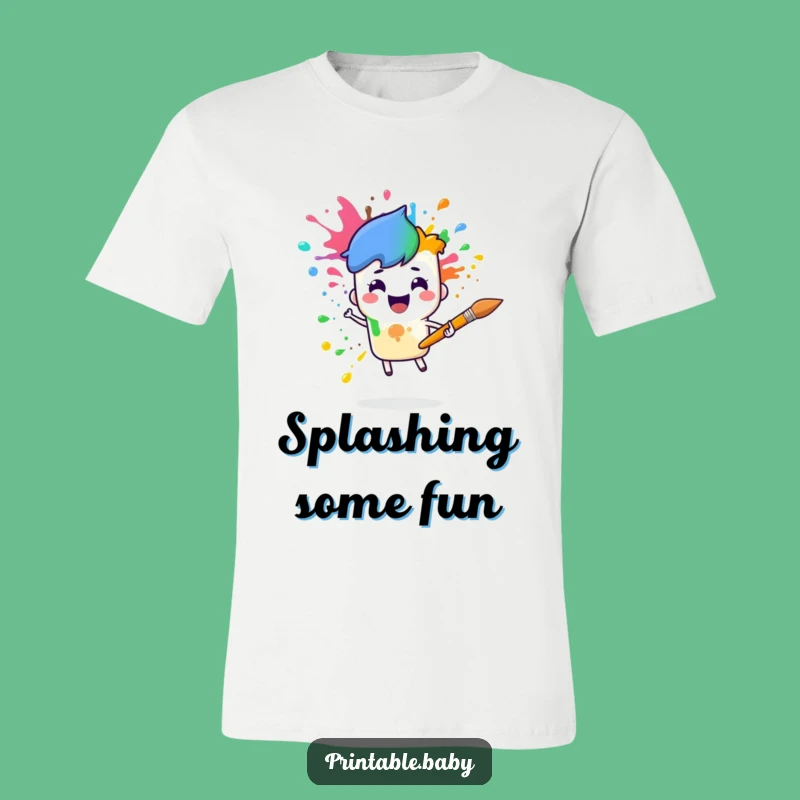 Funny Paintbrush Rainbow T-Shirt: Cheerful Artist Character Tee for Vibrant Style