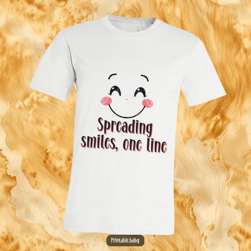Funny Crayon T-Shirt: A smiling crayon character drawing a happy face, perfect for artists and those who love cheerful, funny designs.