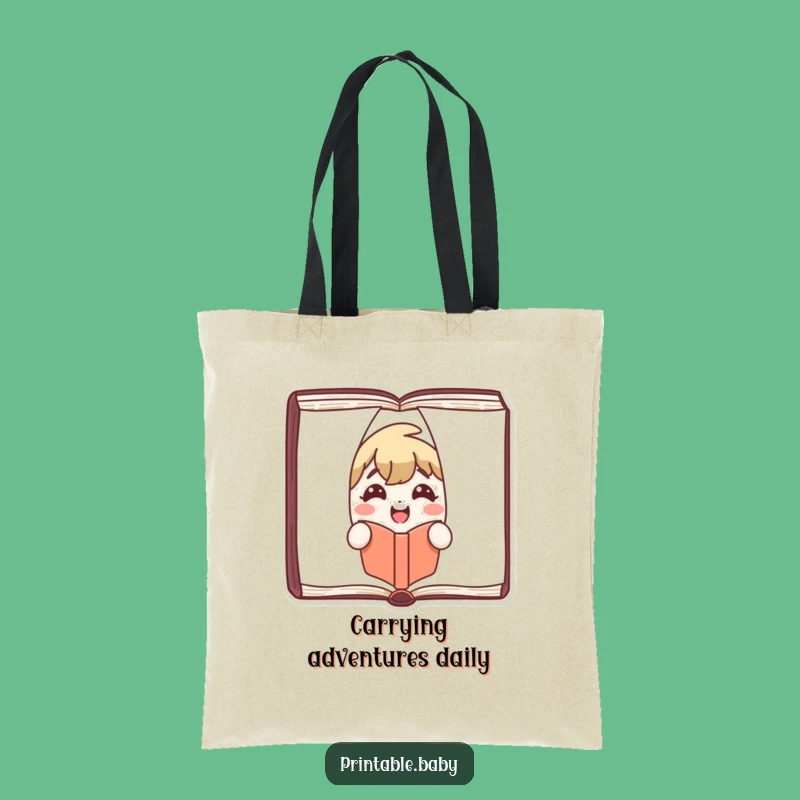 Funny Book Tote Bag: Joyful Character Peeking, Perfect Carry-All Gift