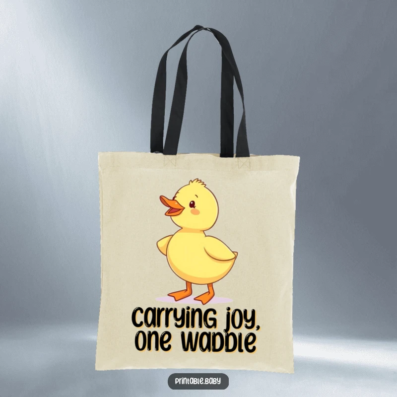 Funny Duckling Waddling Boots Tote Bag: An animated duckling in adorable boots, ready for a day of errands and smiles.