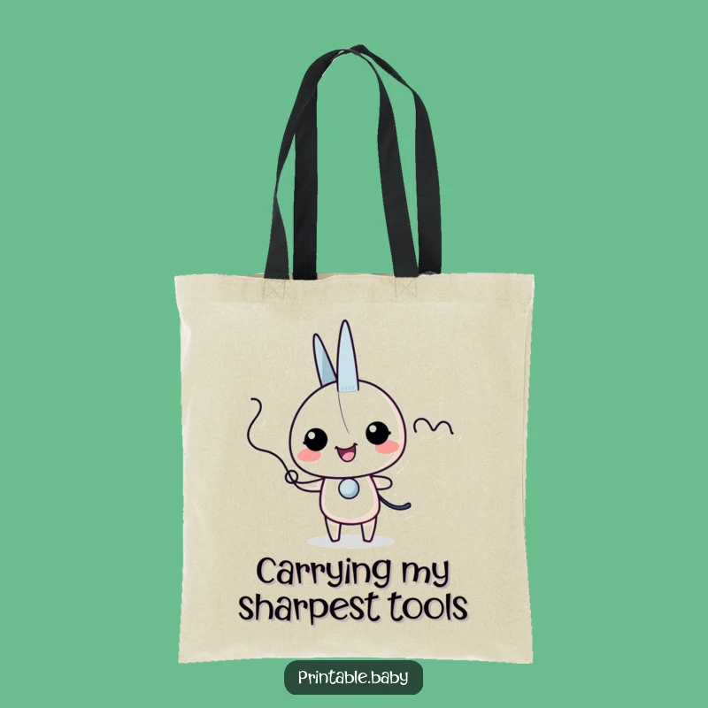 Funny Scissors Giggles Tote Bag: Character Gift for Crafting Essentials