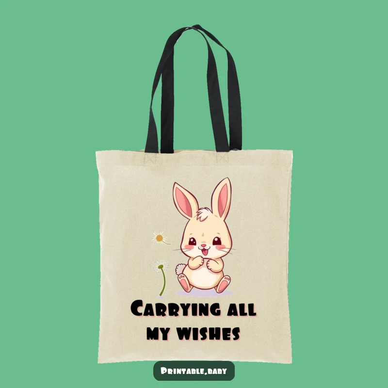 Funny Bunny Dandelion Tote Bag - Mischievous Character Gift