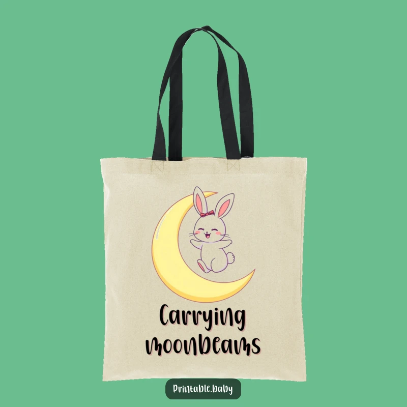Funny Bunny Moon Hop Tote Bag: Whimsical Carryall Gift Bag
