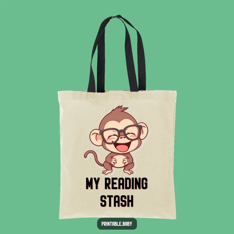 Funny Monkey Tote Bag - Giggling Spectacled Primate Carry-all, an Intellectual Gift