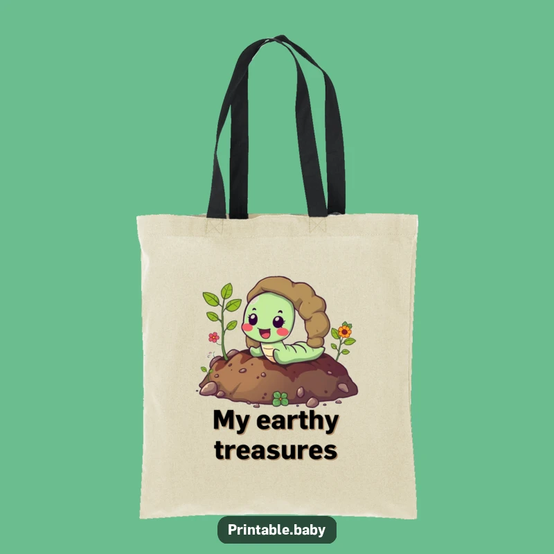 Funny Happy Worm Tote Bag: Hilarious Carry-All for Garden Adventures